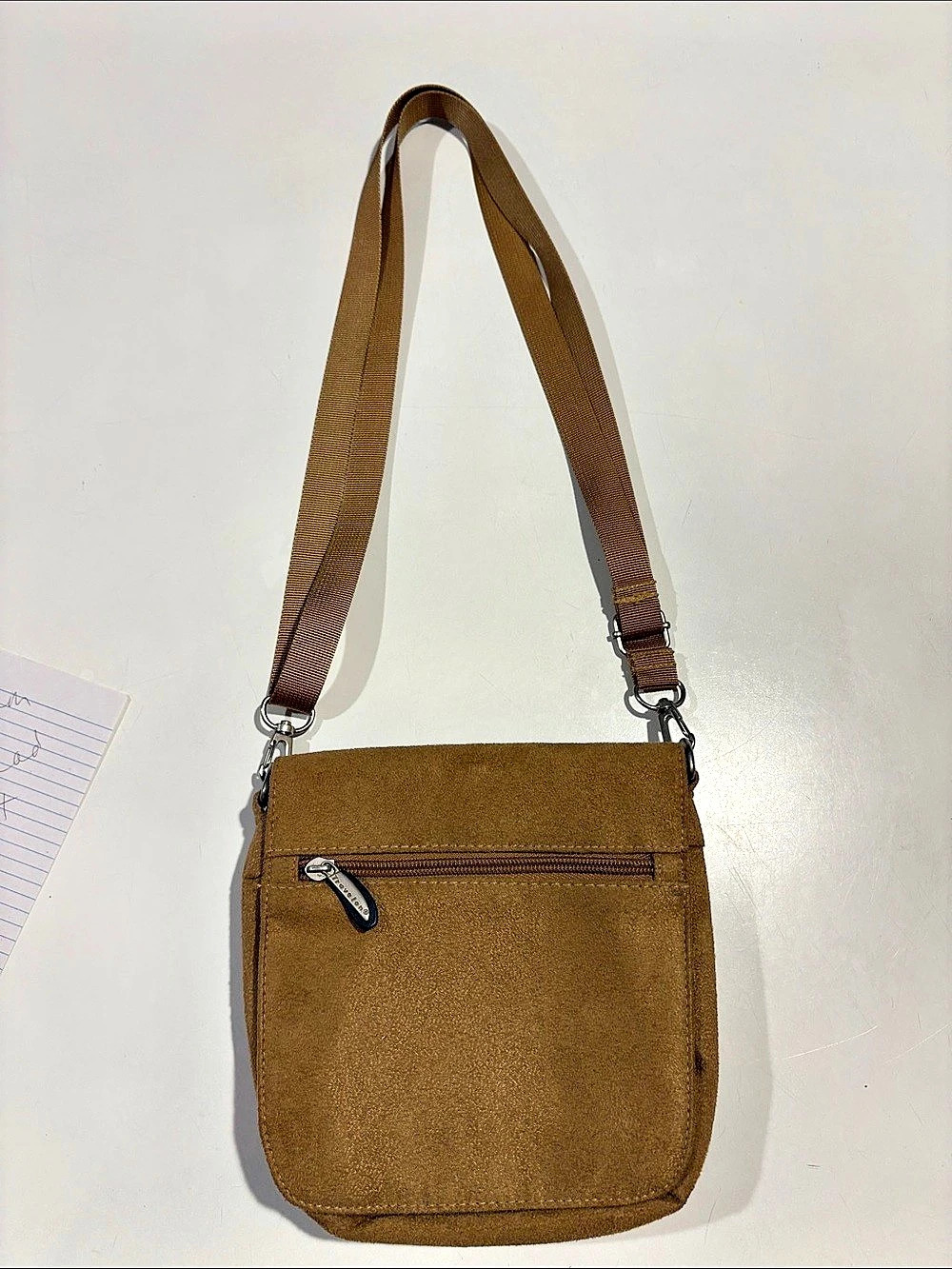 Travelon Faux Suede Crossbody Organizer Bag Brown